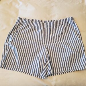 Lands' End Women's Denim Shorts, 18P, Blue White Stripe Cotton.